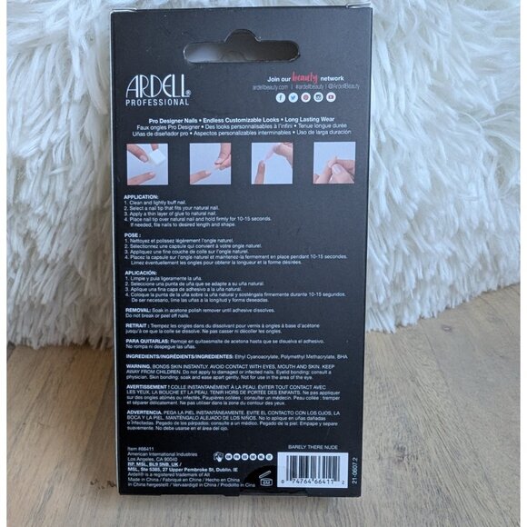 Ardell Nail Addict Premium Press-On Nails – Nude & Gold Glitter with Rhinestones - Picture 4 of 4